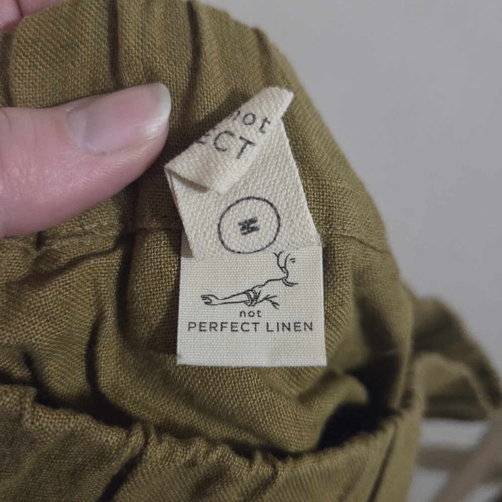 Medium Not Perfecr Linen Tapered Olive Mustard Pants